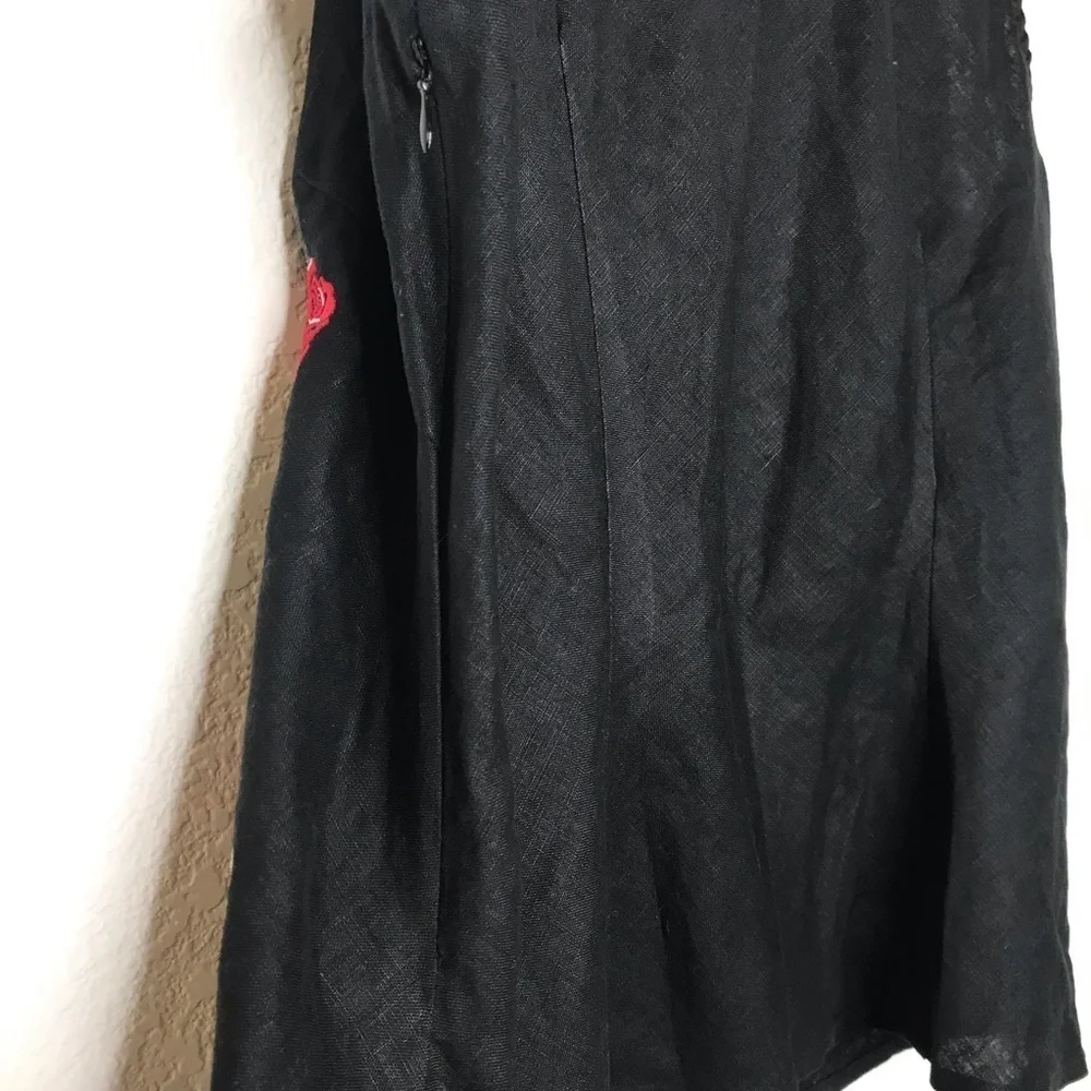 Edward black sleeveless linen floral top medium - Picture 5 of 12